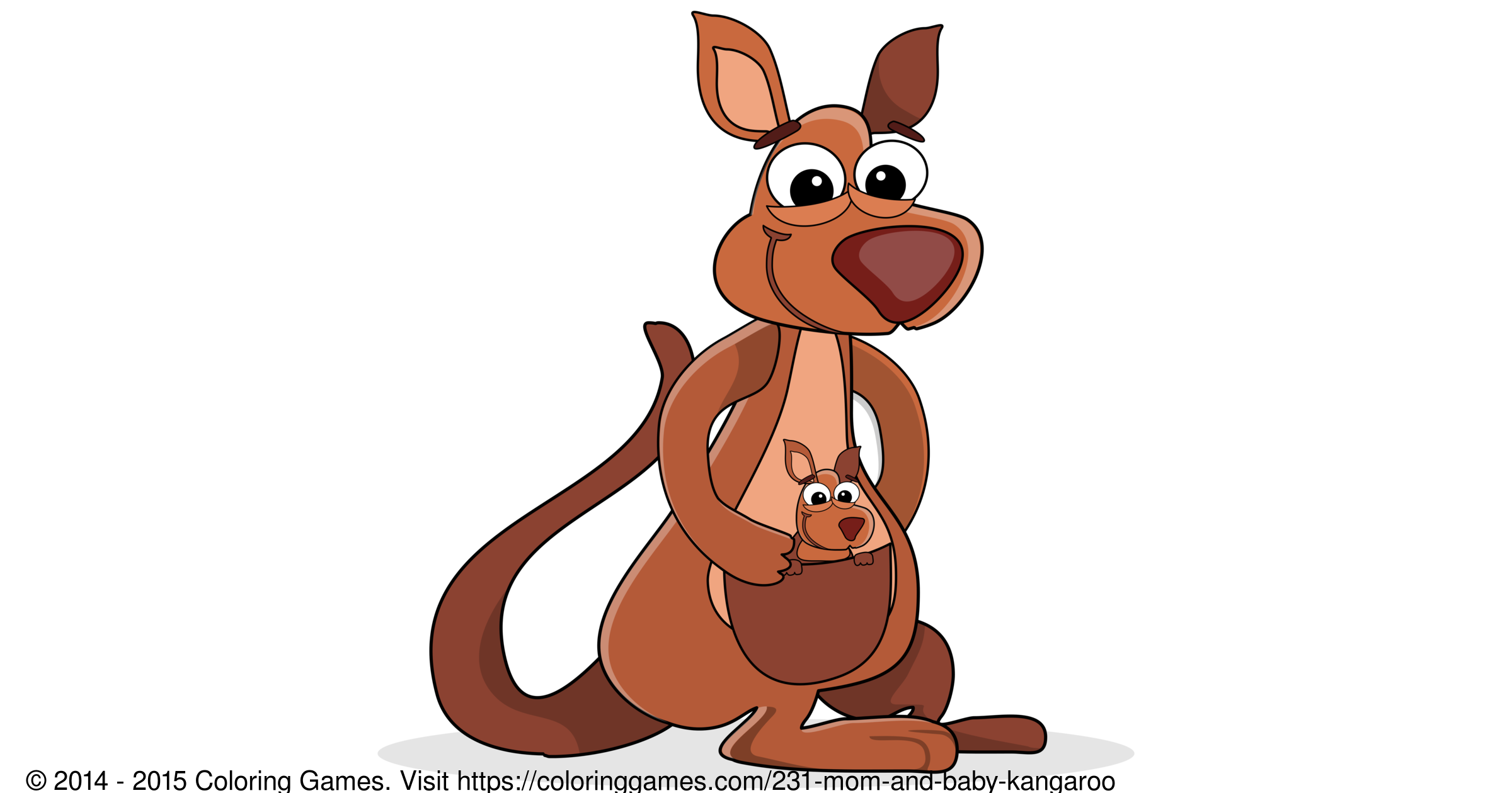 Mom and baby kangaroo - Coloring Games and Coloring Pages