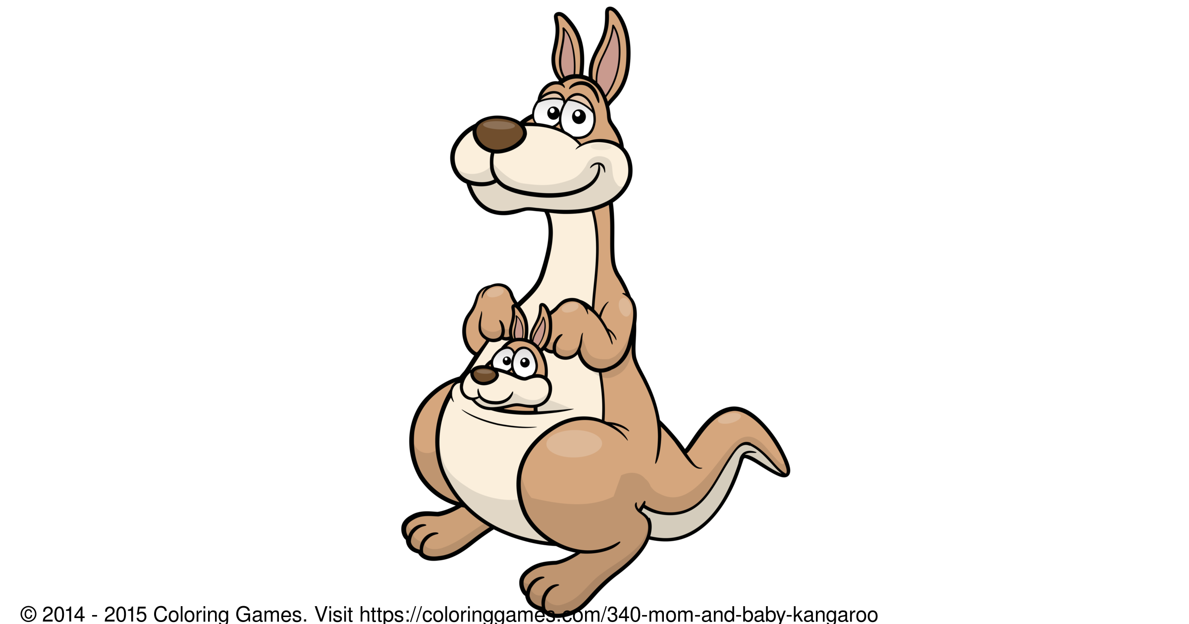 Mom and baby kangaroo - Coloring Games and Coloring Pages