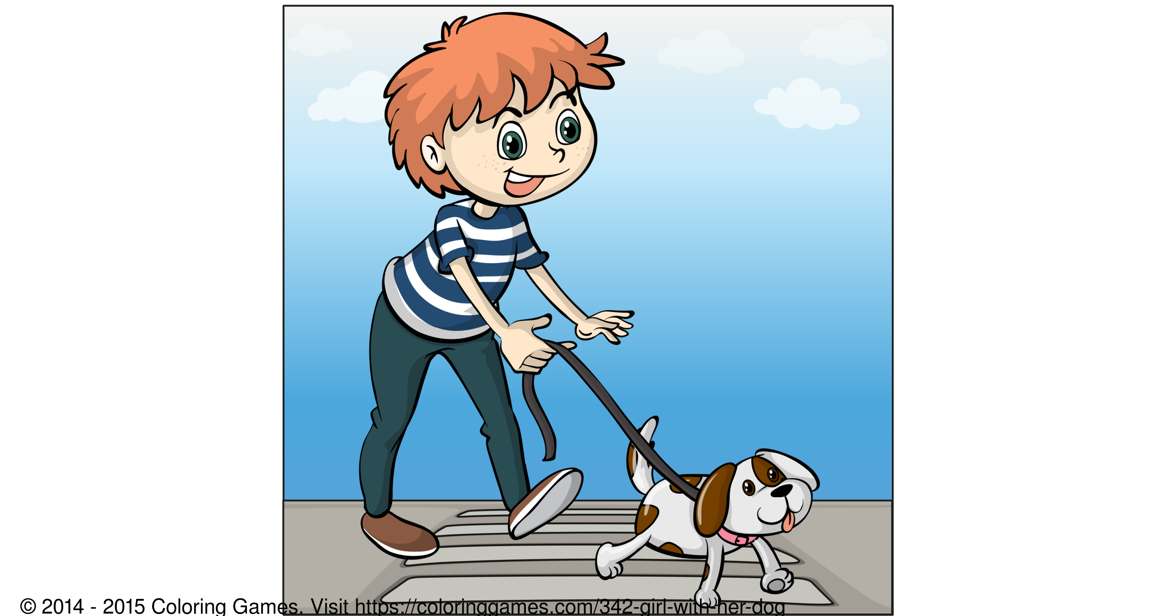 Girl with her dog - Coloring Games and Coloring Pages