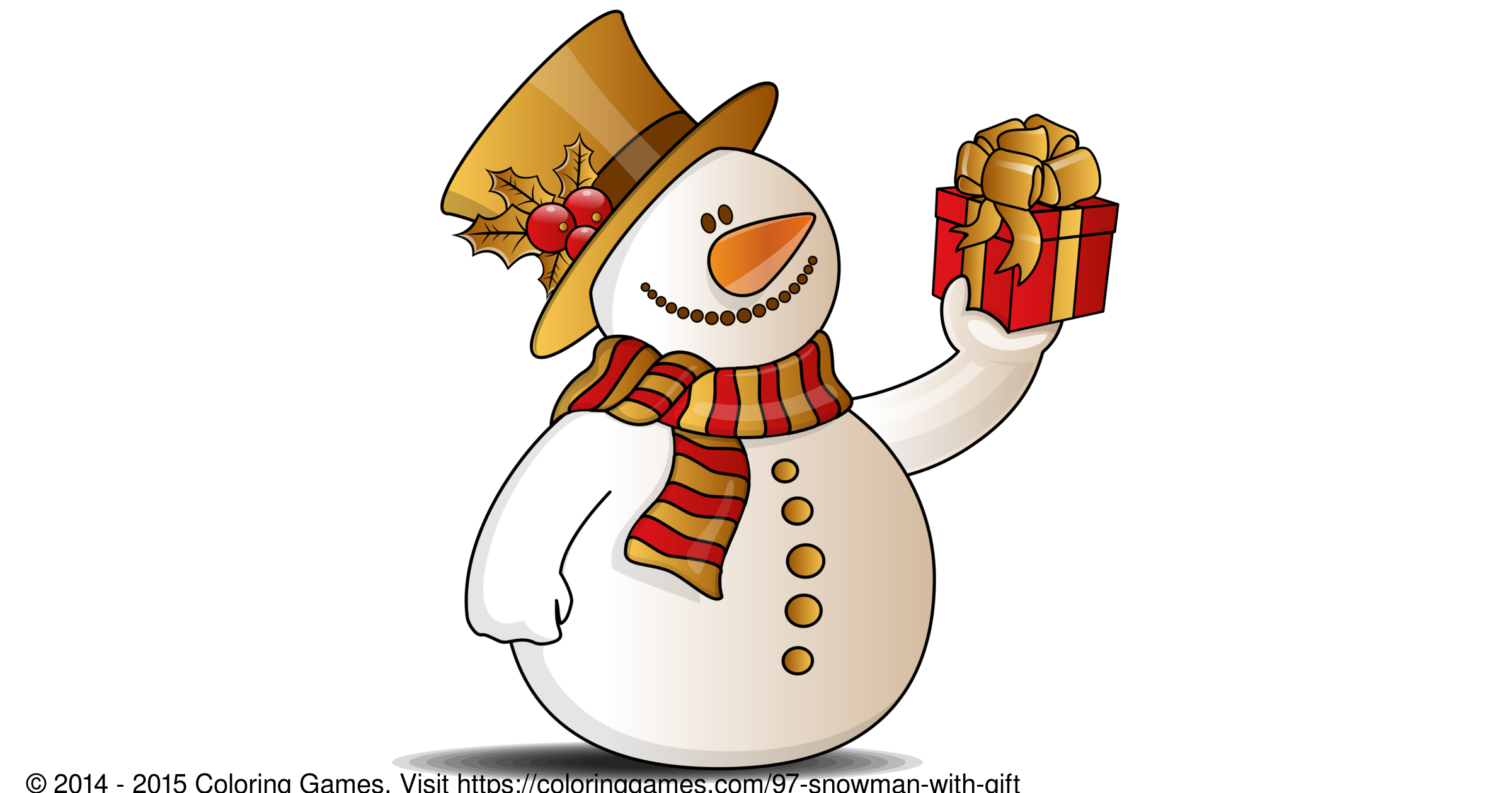 Snowman with gift - Coloring Games and Coloring Pages